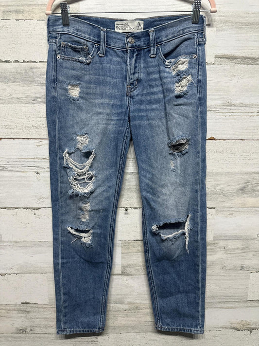 Abercrombie & Fitch Women's Size 0R W25 L25 Boyfriend Straight Distressed Jeans0