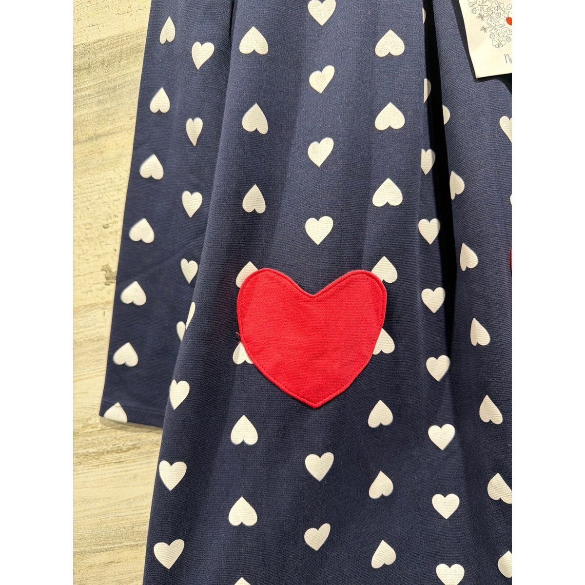 Nula Bug Heart Print Dress Girls 7 Navy Blue Peter Pan Collar Preppy NWT3