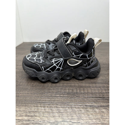 Spider Web Sneakers Toddler Boy Fit Like Size 10.5 Black Graphic Streetwear EUC2