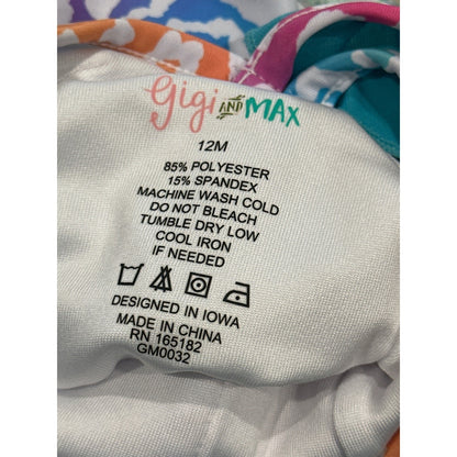 Gigi and Max Swimsuit Baby Girl 12M Rainbow Leopard Ruffle One Piece NWT2