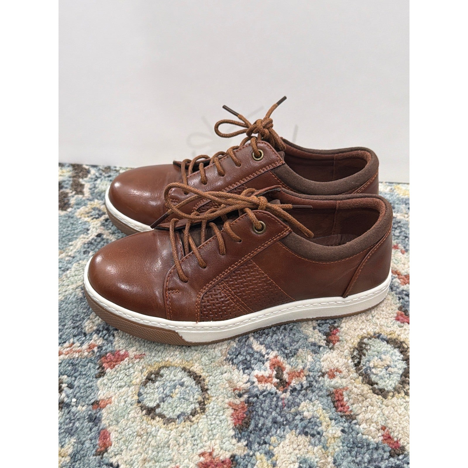 Hawkwell Oxford Sneaker Boys Size 13 Brown Faux Leather Casual Preppy EUC2