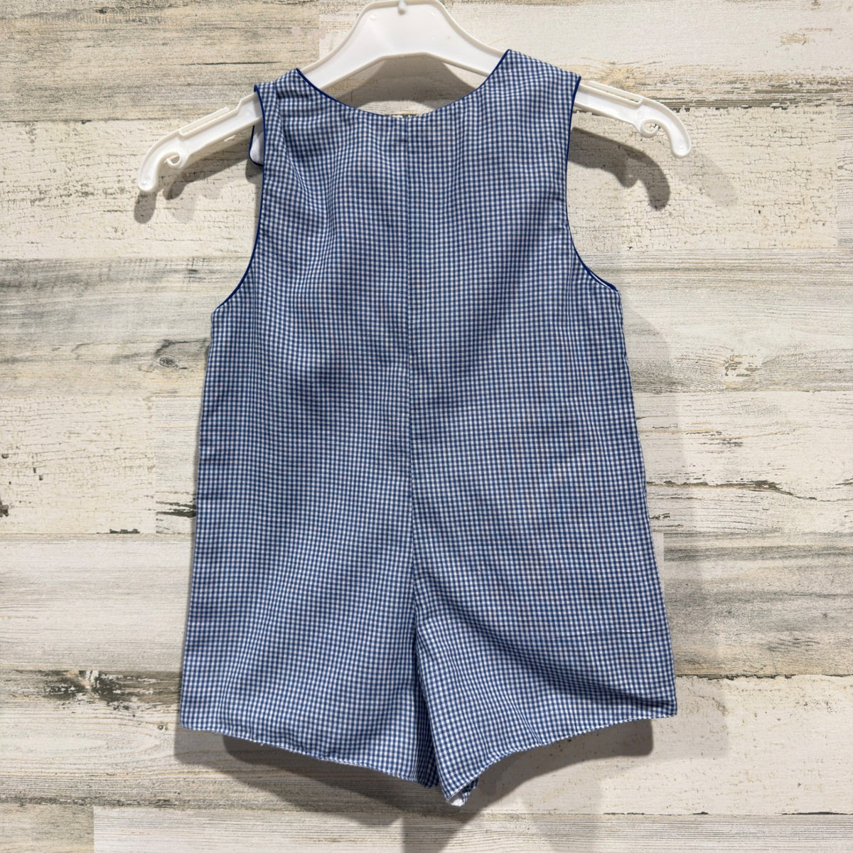 The Proper Peony Jon Jon Romper Boys 2T Blue Gingham Polycotton Classic Flawed*3