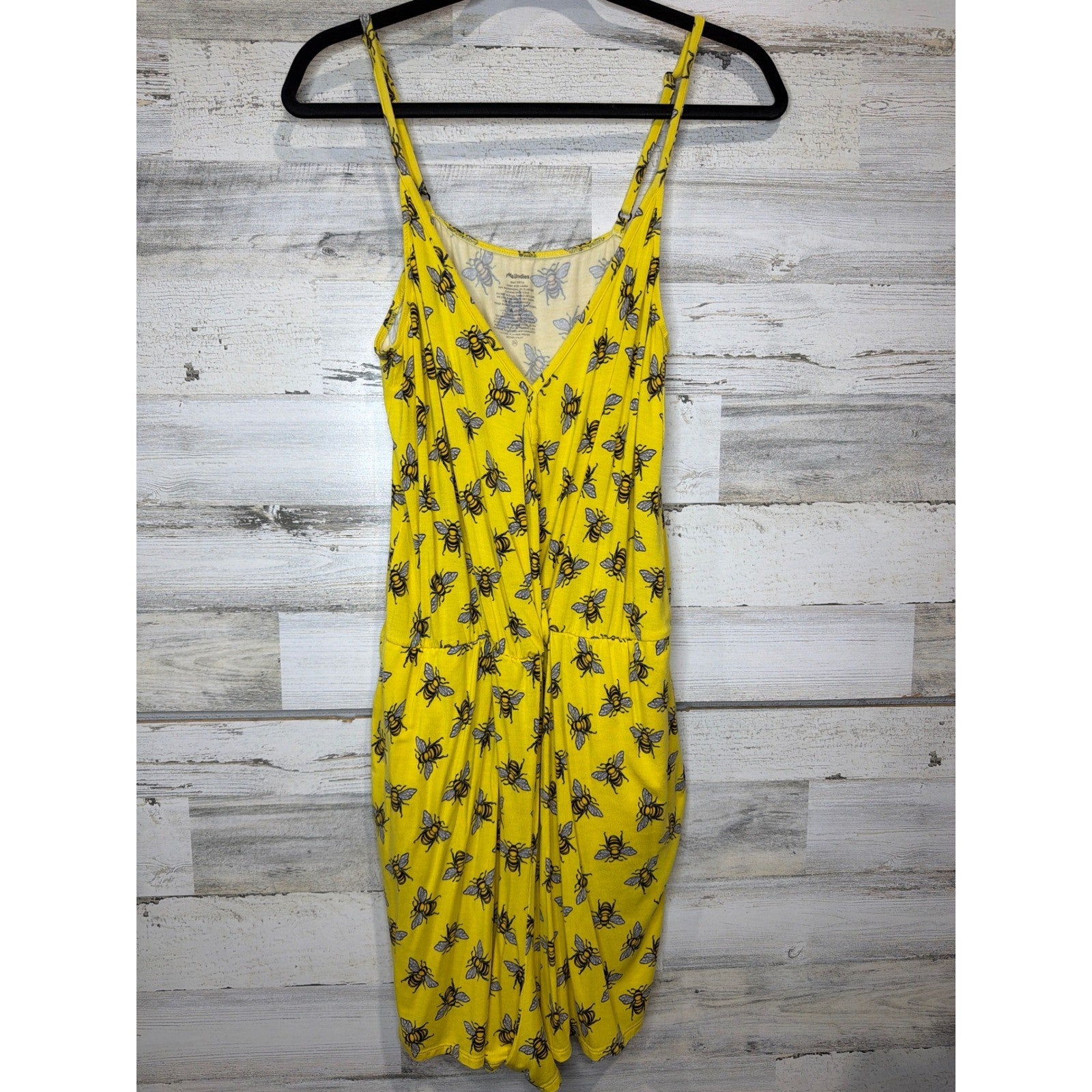MeUndies Romper Women 3X Yellow Bee Print Modal Blend Pockets Loungewear EUC0