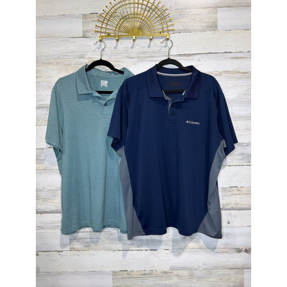 Columbia 32 Degrees Polo Shirt Bundle Mens XL Blue Green Performance Golf0