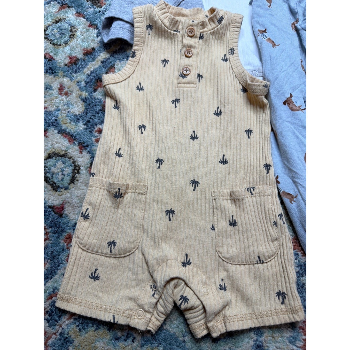 Old Navy Modern Moments Boys 6-12M Multi Animal Palm Romper Sleeper Bundle GUC1