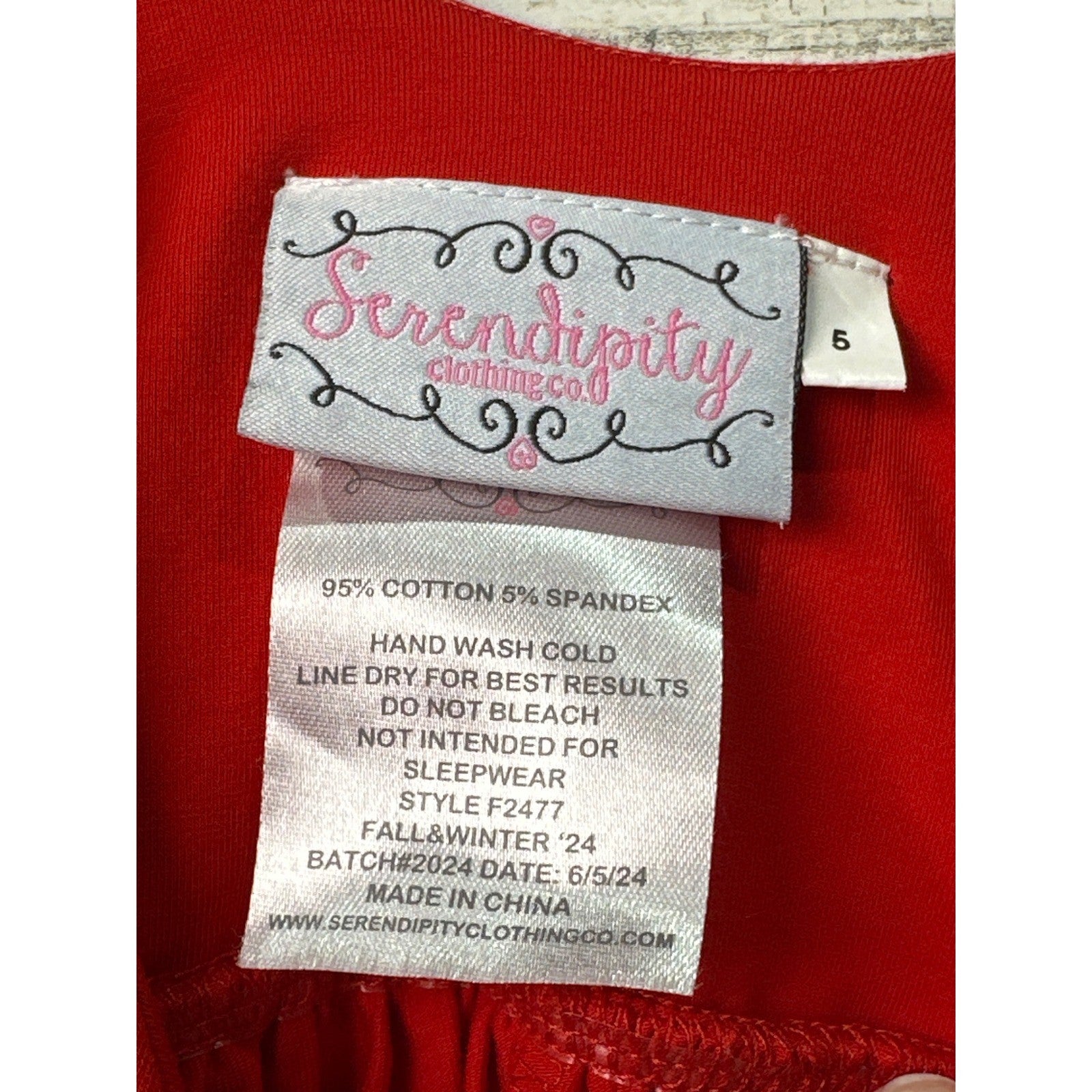 Serendipity Peter Pan Collar Dress Girls Kids 5 Red Ruffle Long Sleeve EUC2