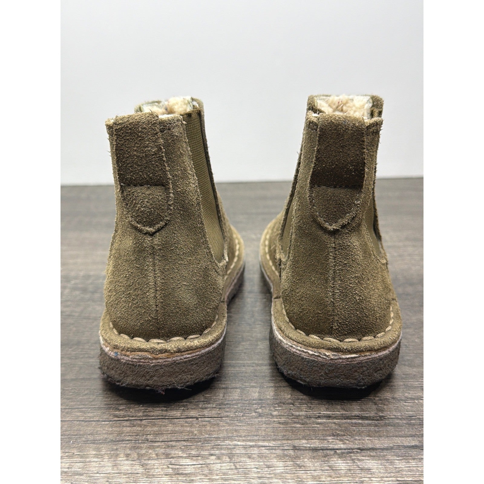Crewcuts Boots Boys 9 Toddler Brown Suede Shearling Lined Earthy GUC3