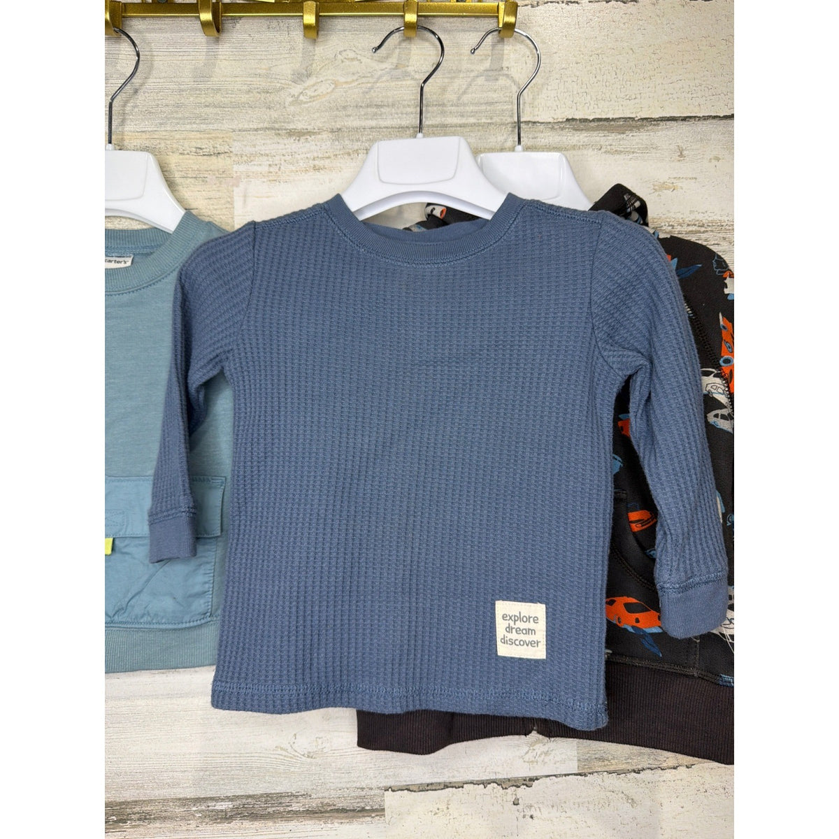 Carter's Easy-Peasy Pumpkin Patch Boy 12M Blue Car Bundle Thermal EUC2