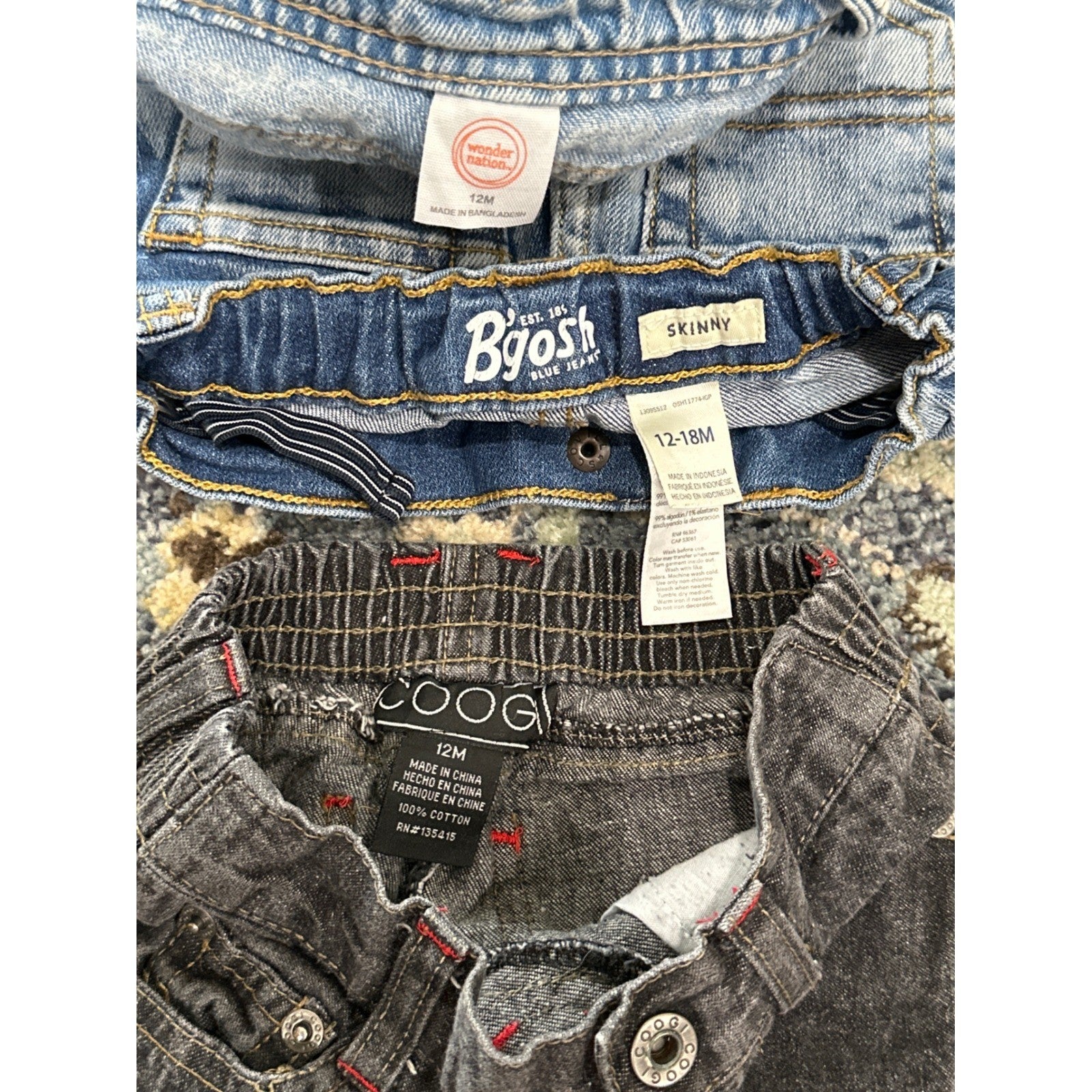 Denim Bundle Boys 12M Blue Black Distressed Patchwork GUC5