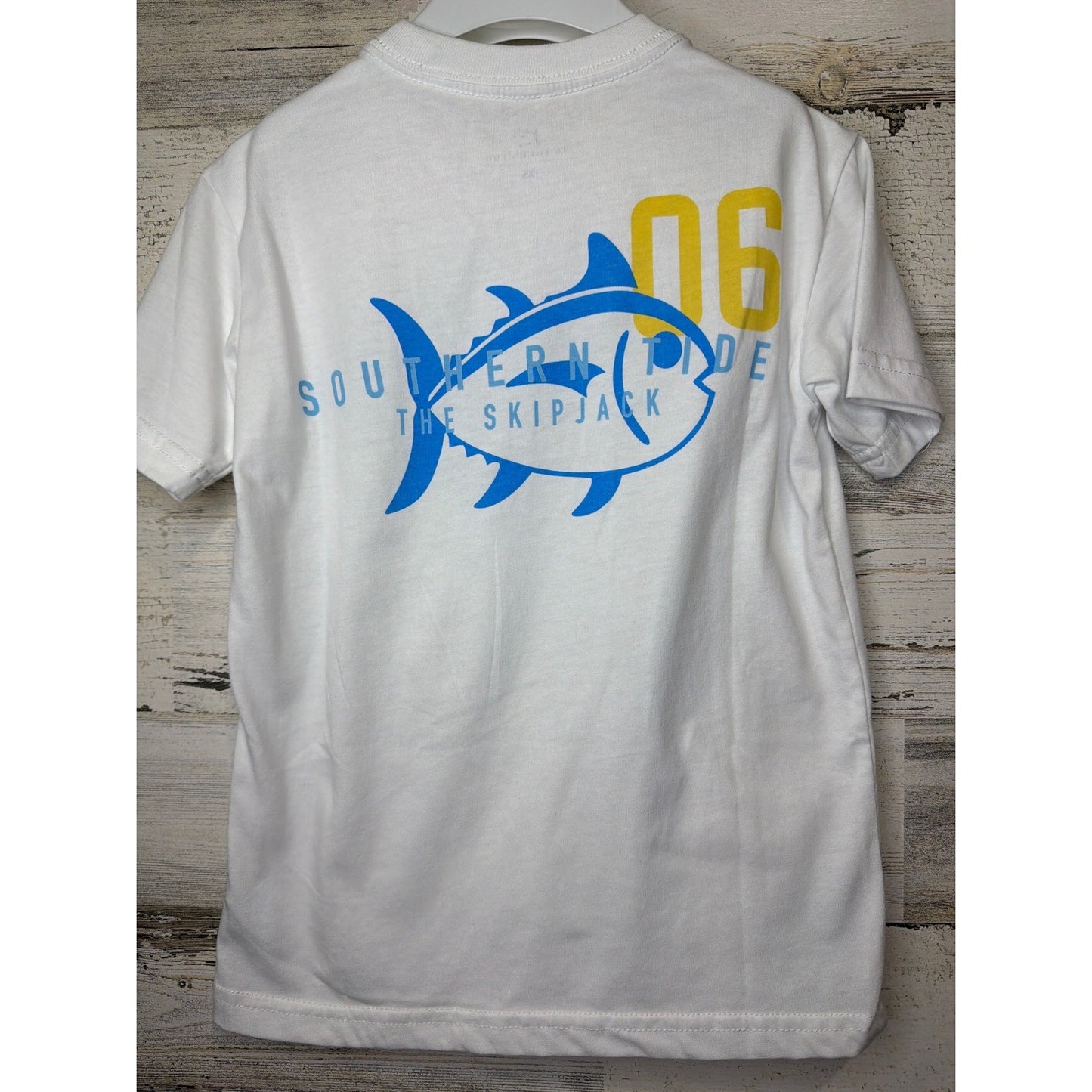 Southern Tide Skipjack T-Shirt Boys XS 4-5 White Graphic Tee Preppy EUC3