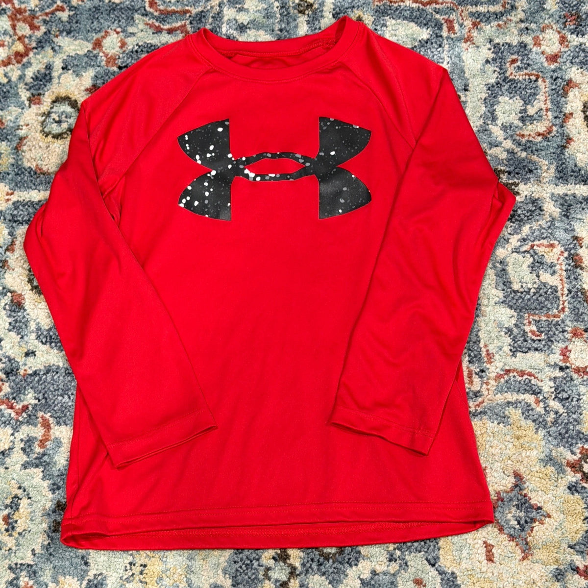 Under Armour Long Sleeve Shirt Boys YSM Red Graphic Tech Tee Sport EUC0