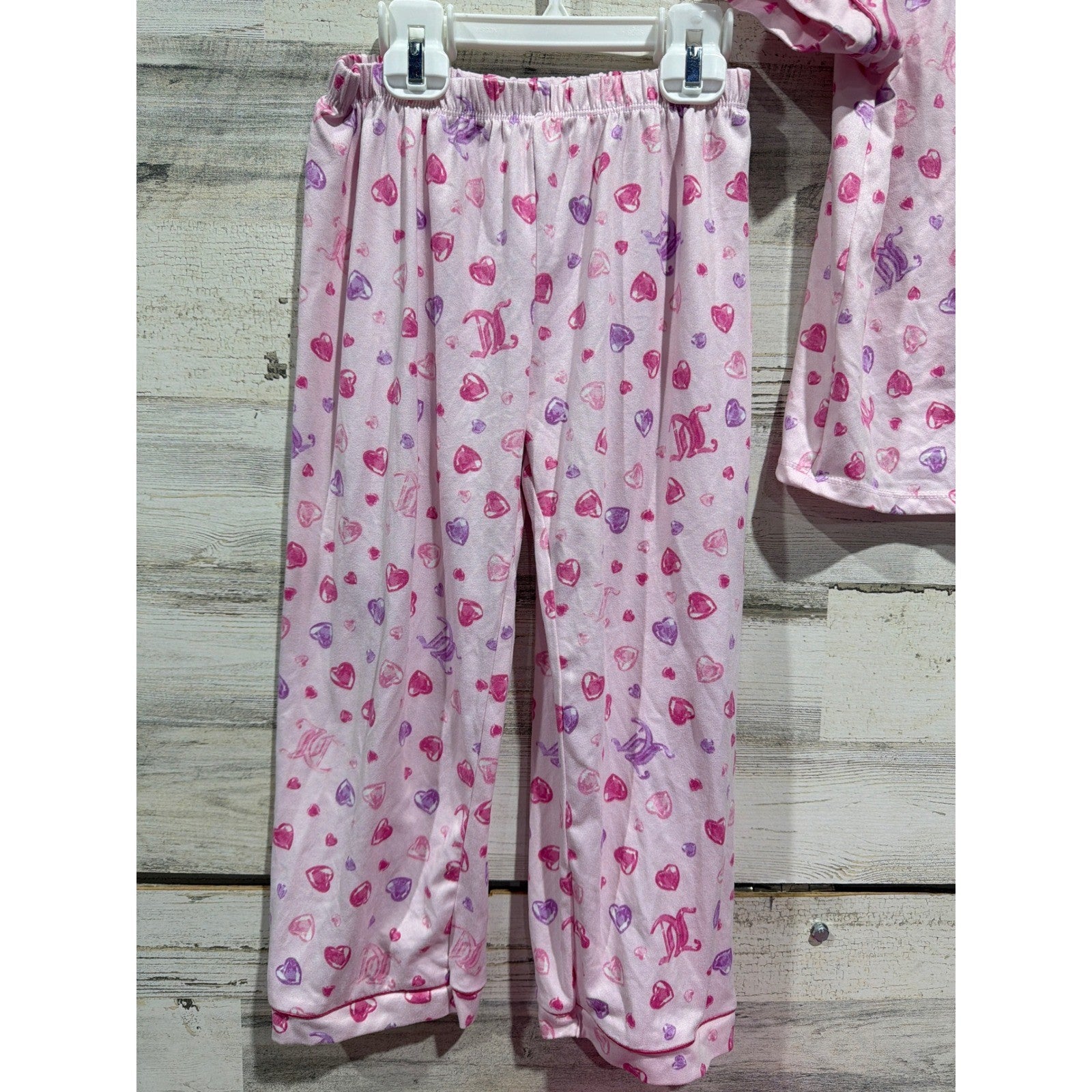 Juicy Couture Pajama Set Girls 4/5 Pink Heart Satin Y2K Inspired Loungewear EUC5