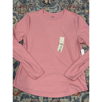 No Boundaries Ribbed Shirt Women XXL 20 Pink Long Sleeve Basics NWT0