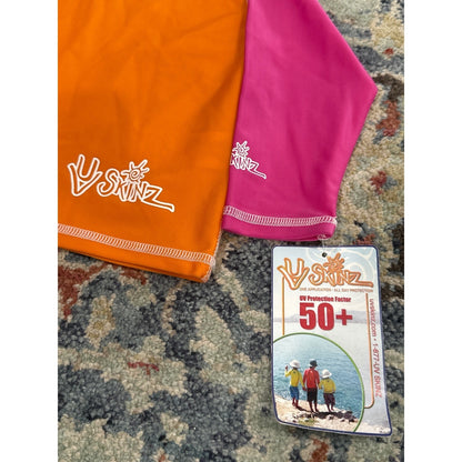 UV Skinz Rash Guard Girls 6M Orange Pink UPF 50+ Long Sleeve NWT1