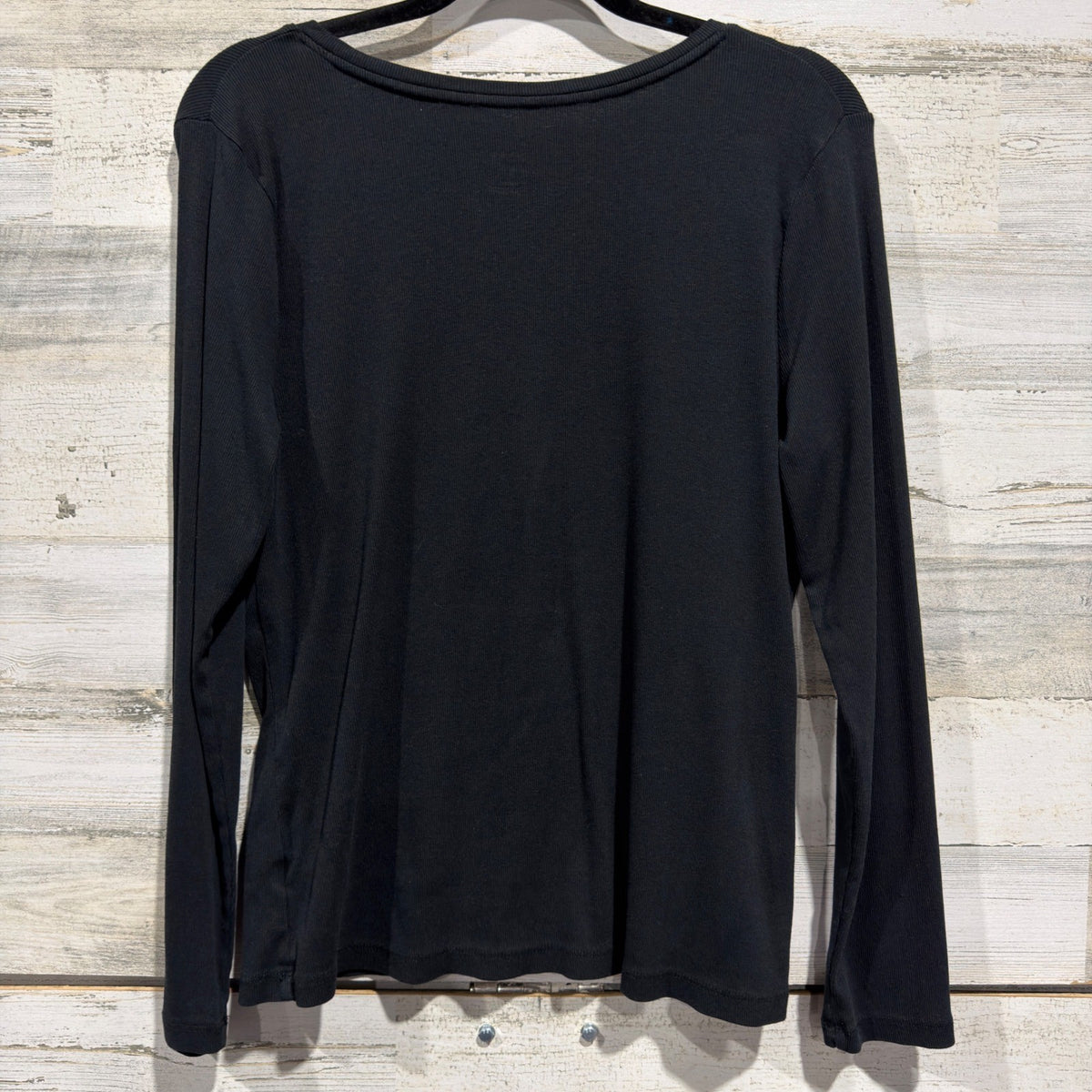 A New Day Long Sleeve Ribbed Tee Women XL Black Cotton Modal Casual Basic EUC4