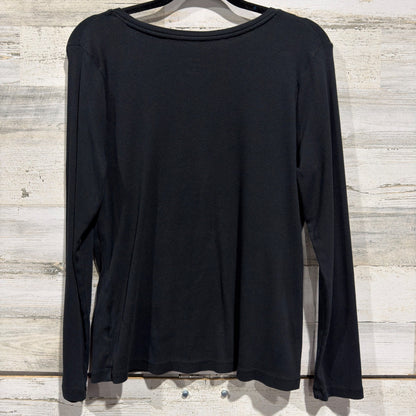 A New Day Long Sleeve Ribbed Tee Women XL Black Cotton Modal Casual Basic EUC4