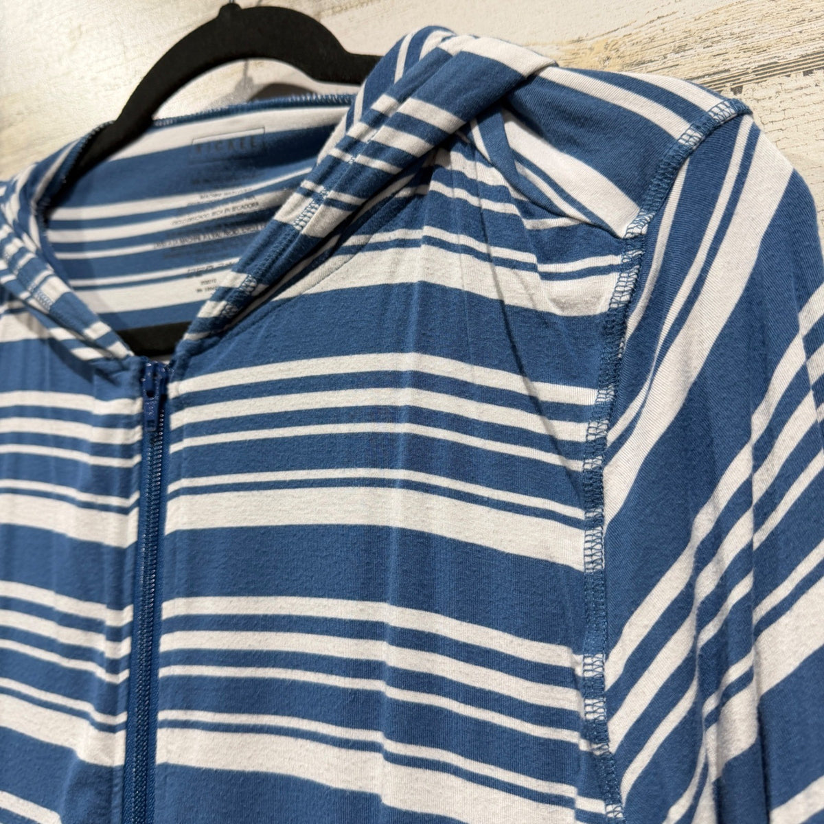 Kickee Pants Striped Zip Up Hoodie Womens Large Blue Bamboo Viscose1