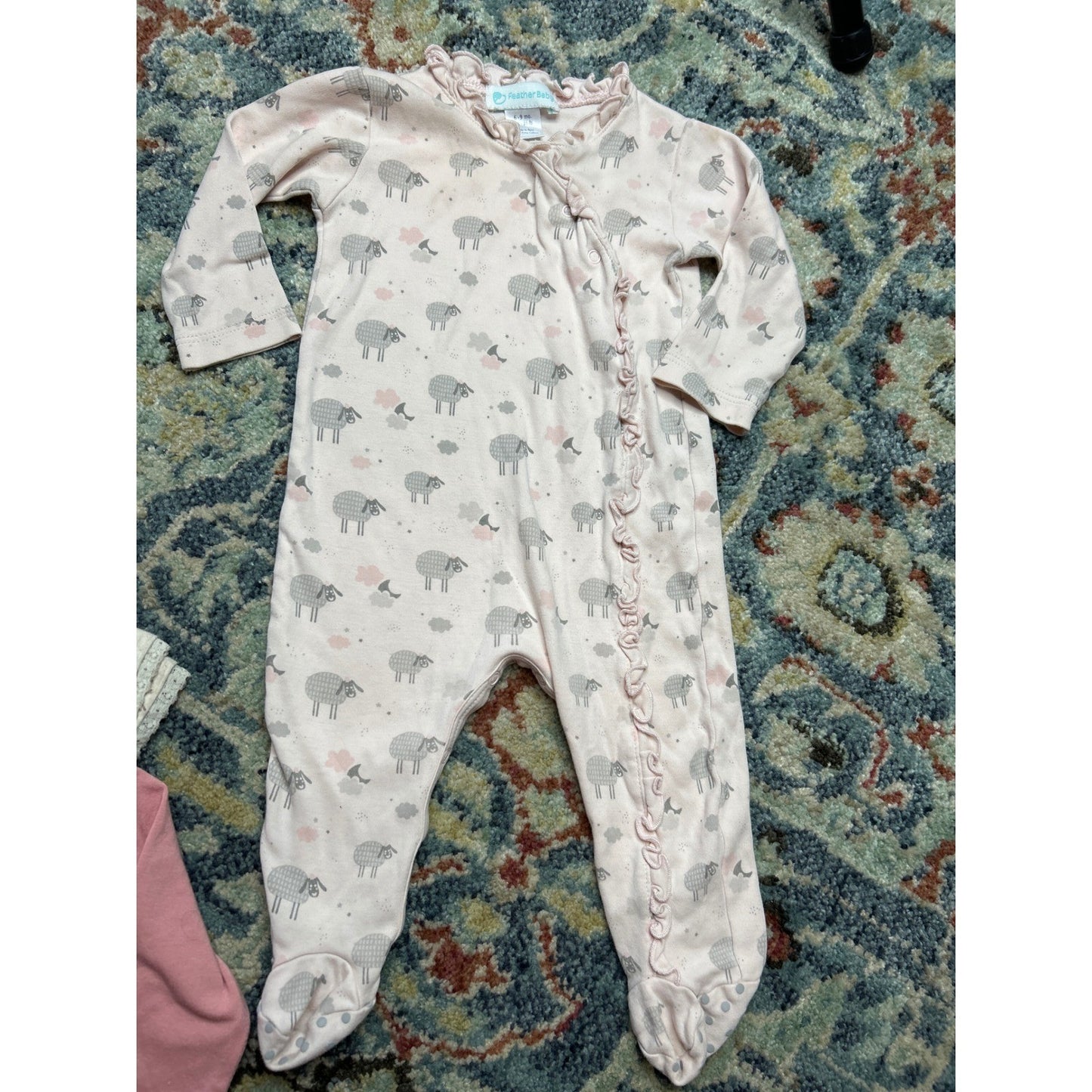 Feather Baby Nannette M&S Blue Zoo Girls 6-9M Blue Pink Floral Animal Bundle2