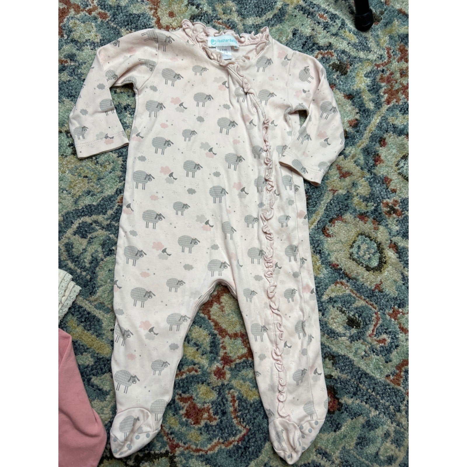 Feather Baby Nannette M&S Blue Zoo Girls 6-9M Blue Pink Floral Animal Bundle2