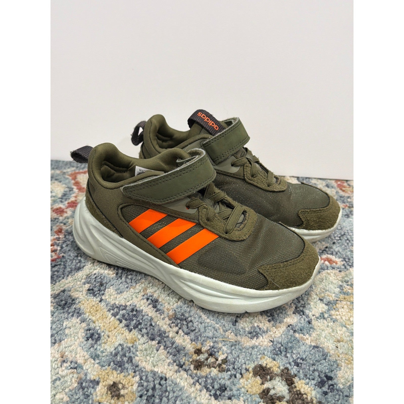Adidas Tensaur Run 2.0 Sneakers Boys 12K Olive Green Orange Sporty1