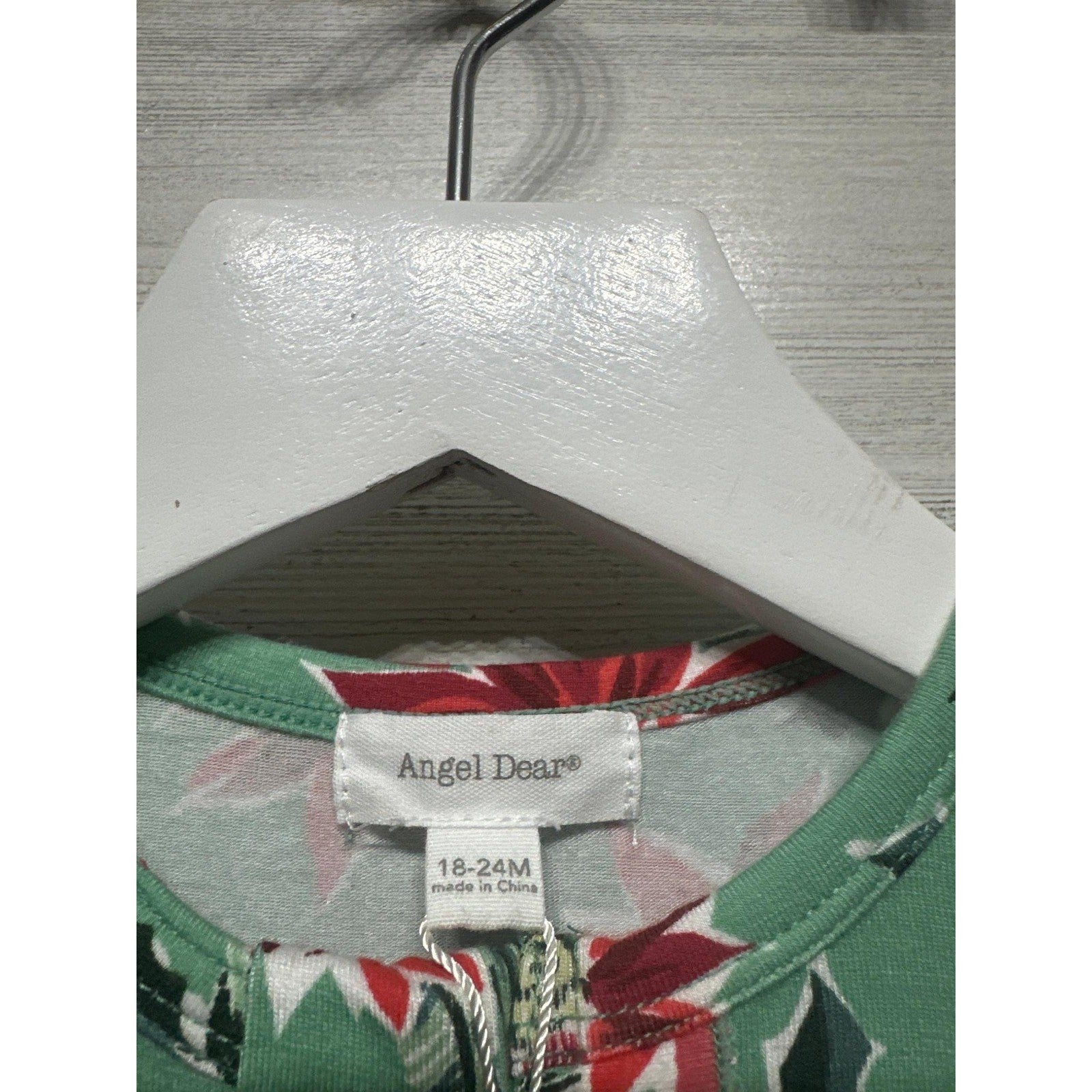 Angel Dear Footie Pajamas Toddler 18-24M Green Poinsettia Ruffle Zip NWT3