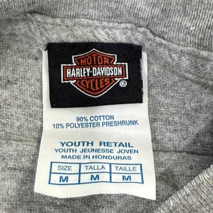 Harley Davidson Graphic Tee Kids Youth Medium Gray Logo Americana EUC2