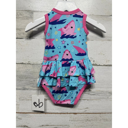 Birdie Bean Gwen Pink Shark Birdie Twirl Bodysuit Girls 0-3M Blue Bamboo NWT1