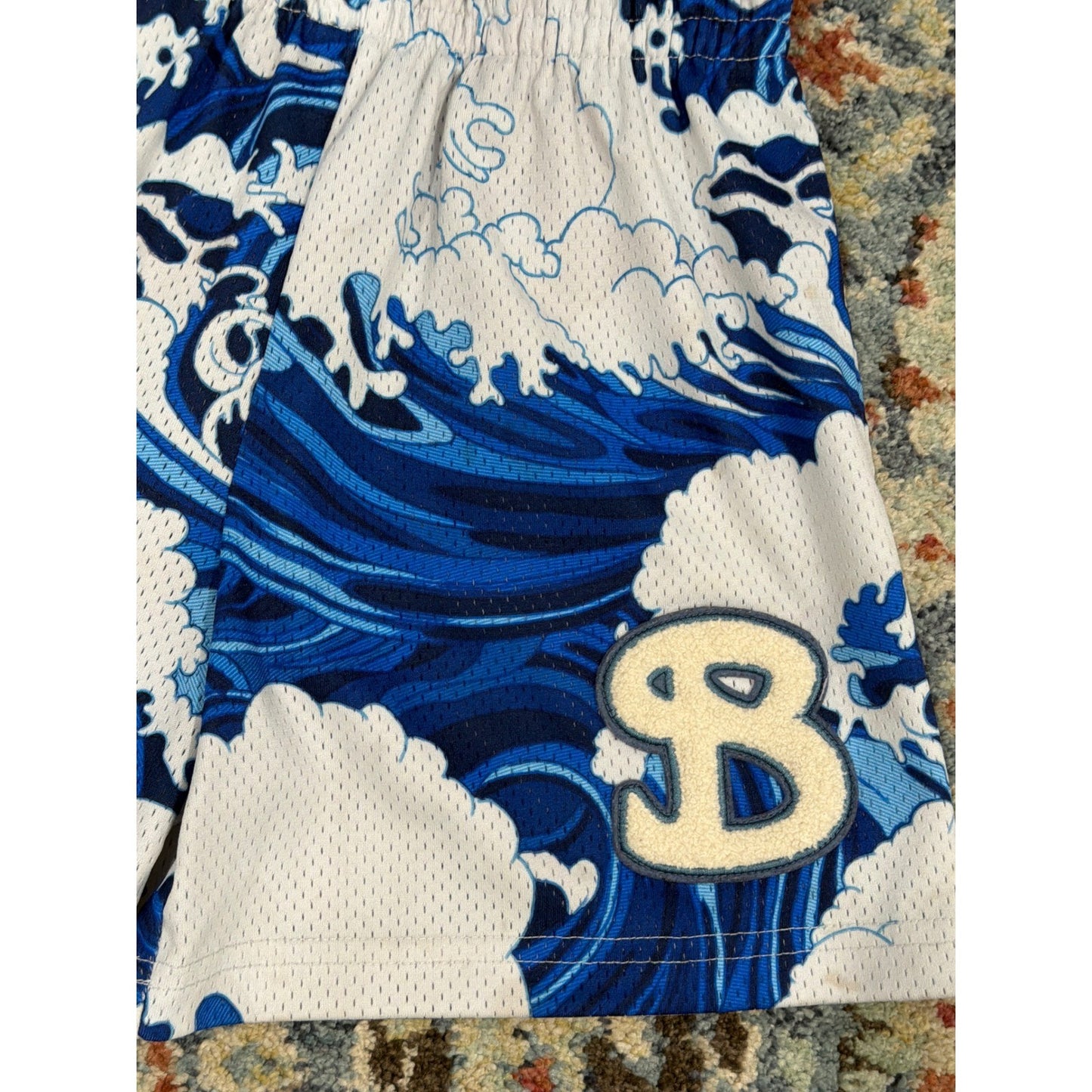 BKTSQD Mesh Basketball Shorts Men XS Blue Great Wave Hokusai Streetwear *Flawed1