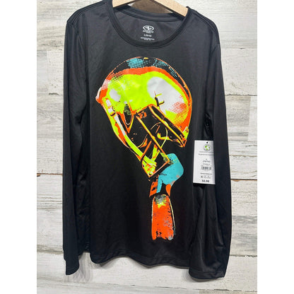Athletic Works Graphic Tee Boys Large Black Football Helmet NWT0