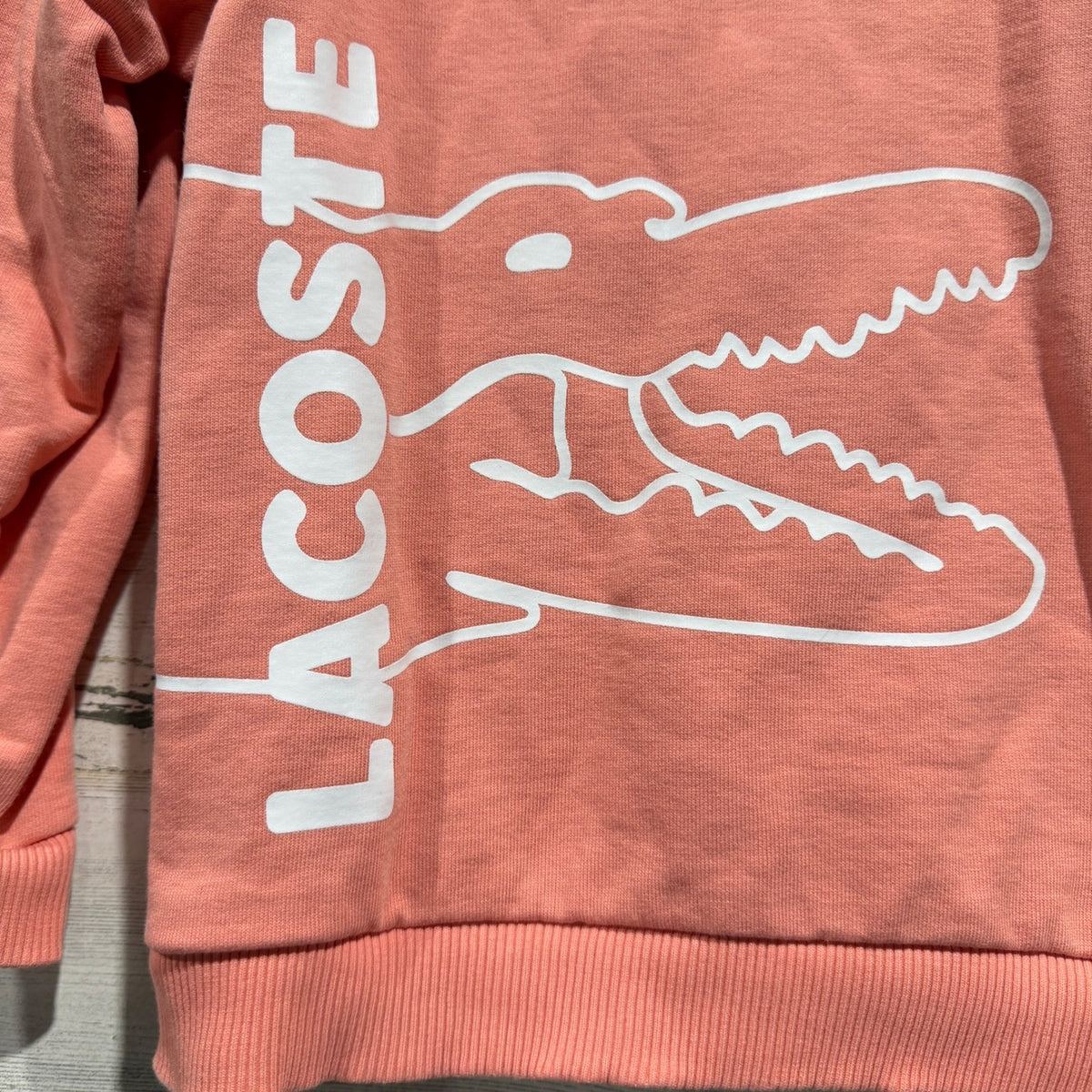 Lacoste Big Croc Logo Sweatshirt Girls Size 6 Peach Preppy EUC1