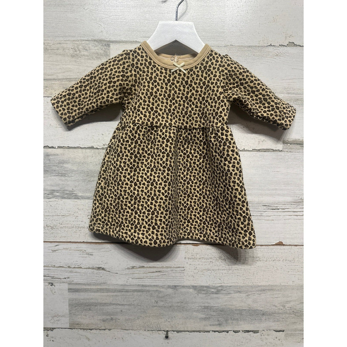 HB Leopard Quilted Dress Girls 3-6M Tan Brown Animal Print EUC0