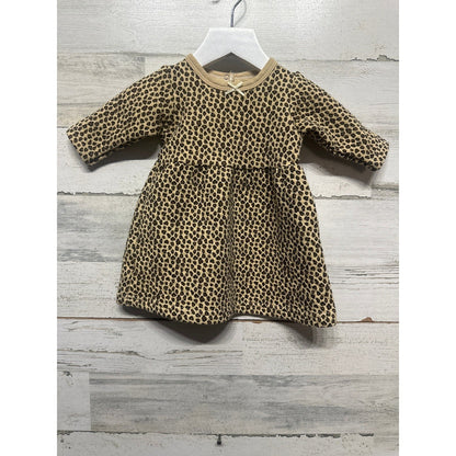 HB Leopard Quilted Dress Girls 3-6M Tan Brown Animal Print EUC0