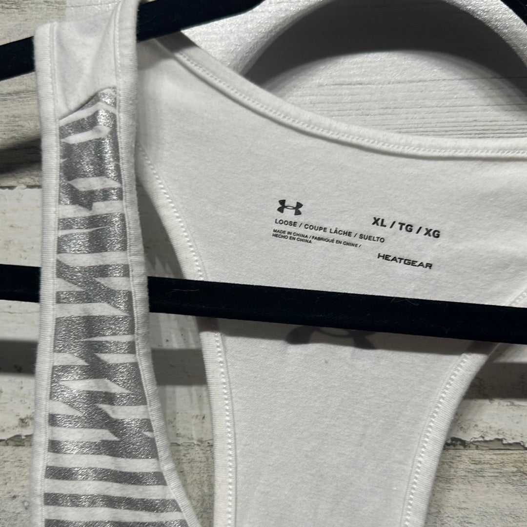 Under Armour Tank Top Womens XL White Silver Geometric HeatGear GUC1