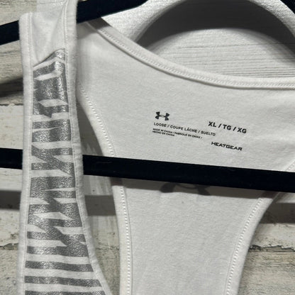 Under Armour Tank Top Womens XL White Silver Geometric HeatGear GUC1