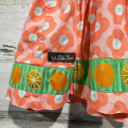 Matilda Jane Tunic Top Girls 6 Pink Floral Citrus Fruit Mixed Print EUC4