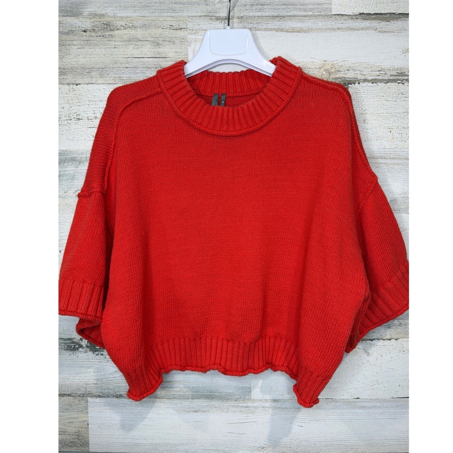 Anthropologie Sweater Women XS Cropped Cotton Chunky Shaker Knit EUC0