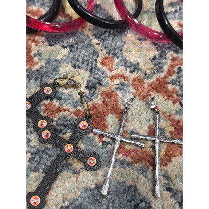 Jewelry Lot Women Multi Bangle Cross Earrings Gothic Y2K EUC5