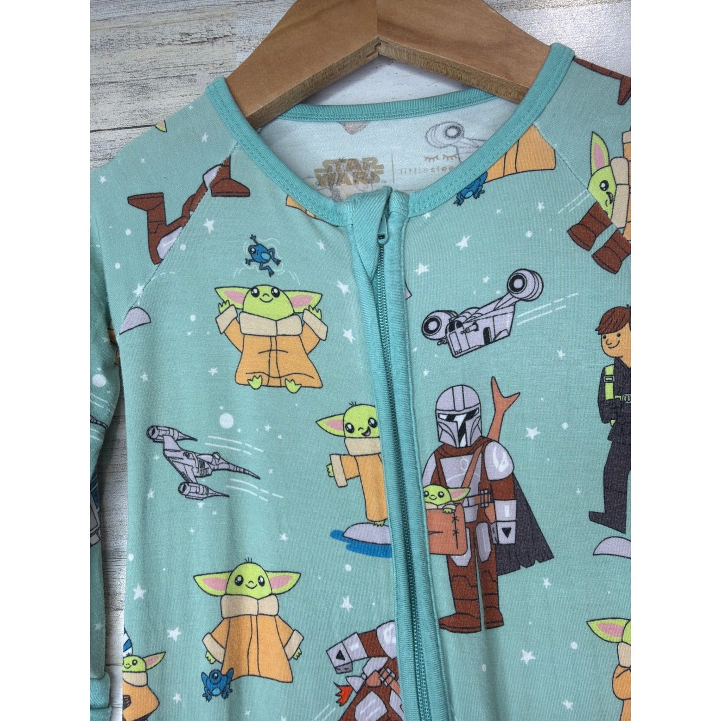 Little Sleepies Sleeper Boys 6-12M Blue Star Wars Bamboo Mandalorian EUC1