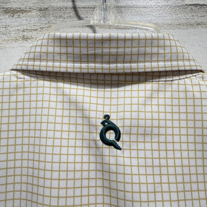 Blue Quail Guayabera Shirt Boys 7 Tan Check UPF 50+ Performance EUC4