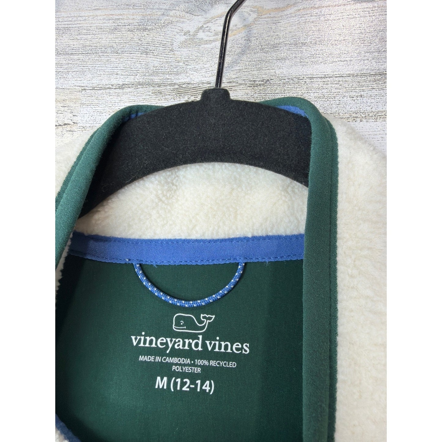 Vineyard Vines Fleece Pullover Boys Medium 12-14 Blue Cream Shep Shirt Preppy2
