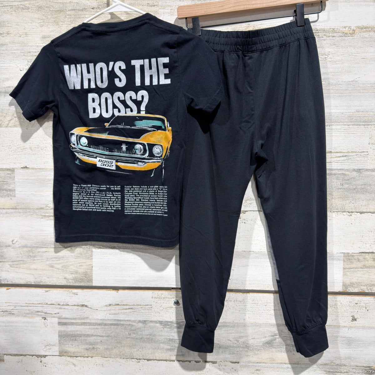 Abercrombie Kids Mustang Boss 302 T-Shirt Jogger Set Boys 9/10 Black Grey7