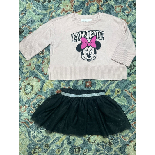 Baby Gap Disney Minnie Mouse Sweater Cat & Jack Skirt Set Girls 12M Pink0