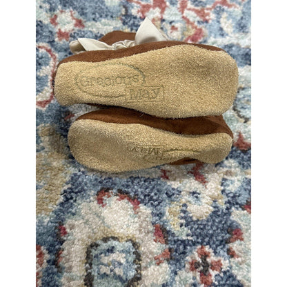 Gracious May Boots Girls 12-18m Brown Velvet Bow Slouchy Suede Soft Sole3