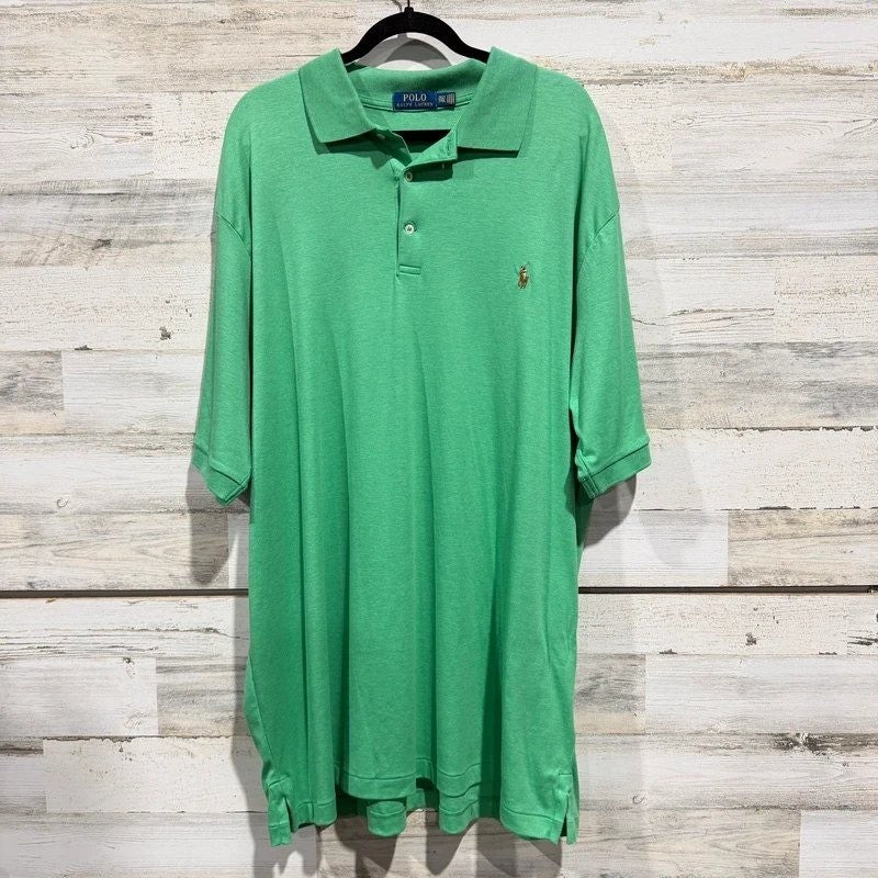 Polo Ralph Lauren Polo Men 2XLT Green Short Sleeve Pony Logo Preppy EUC0