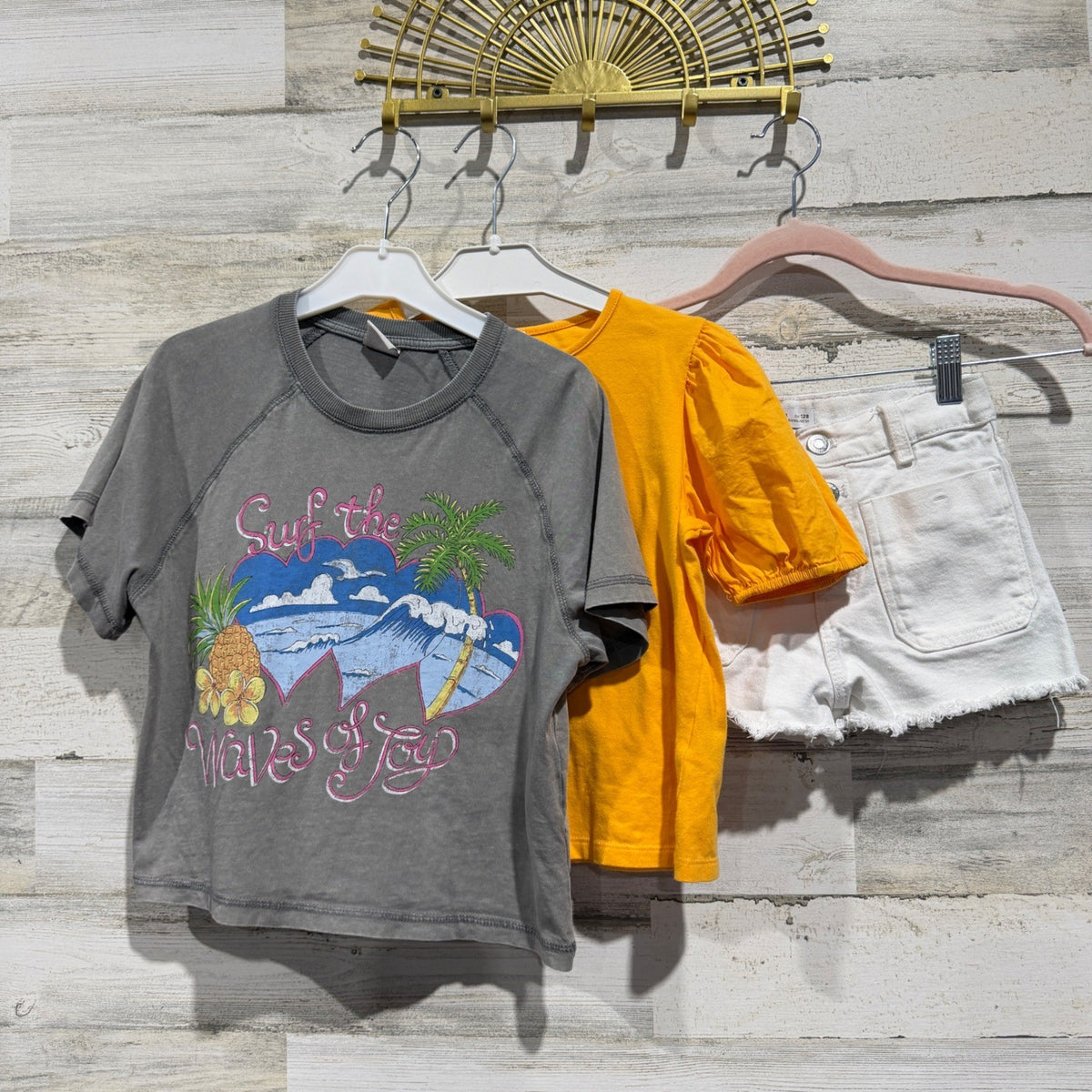 Zara GB Girls Summer Outfit Set Bundle Size 8-10 Grey Yellow White Cotton EUC0