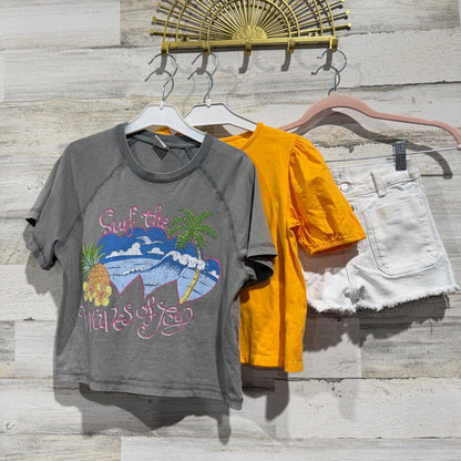 Zara GB Girls Summer Outfit Set Bundle Size 8-10 Grey Yellow White Cotton EUC0