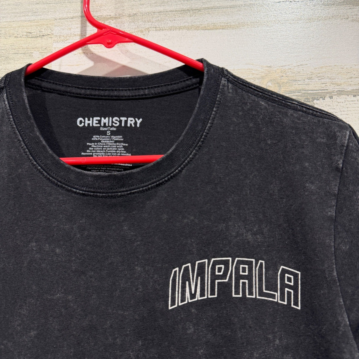 Chemistry T-Shirt Men S Black Impala 1981 Coupe Acid Wash Streetwear EUC1