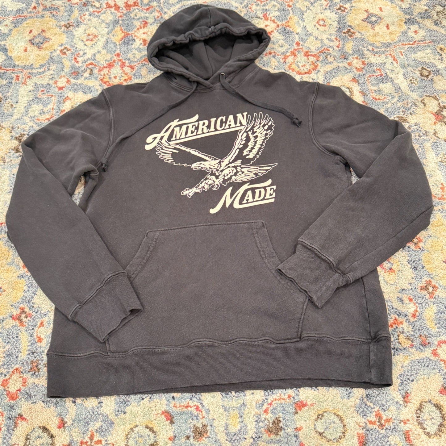 Retro Brand Hoodie Anthropology Adult Small Black American Made Eagle Graphic0