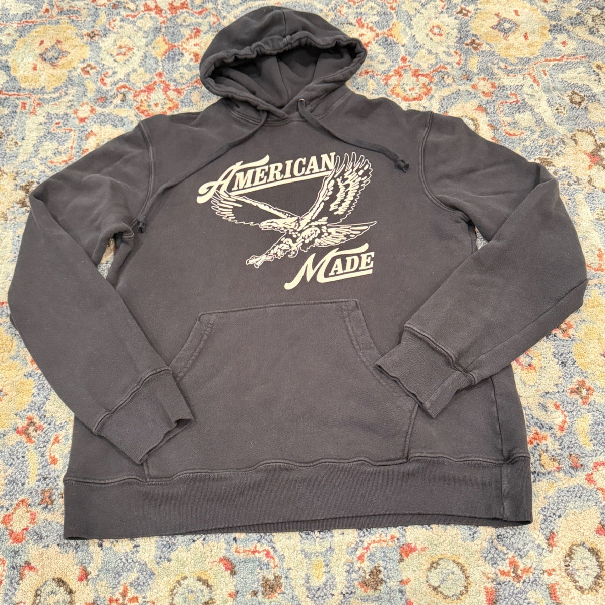 Retro Brand Hoodie Anthropology Adult Small Black American Made Eagle Graphic0