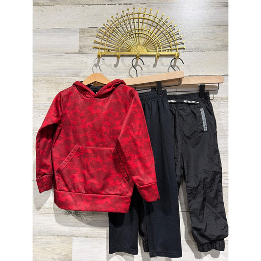 BCG Under Armour Wonder Nation Boys 4T Red Black Hoodie Pants Bundle Sporty EUC0